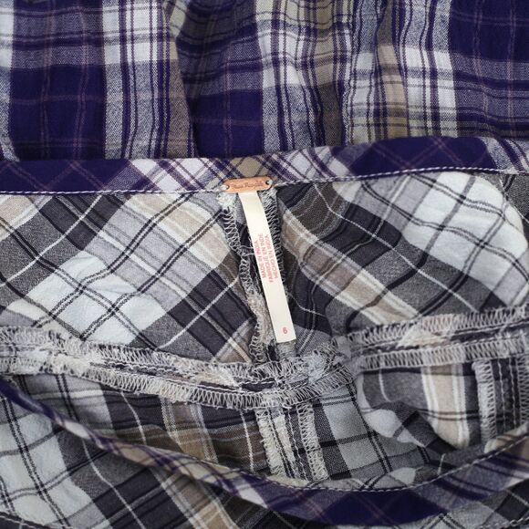 Free People Whitestone Plaid Midi Skirt Print Asymmetrical Cotton S-6 New 284077 - Picture 8 of 8